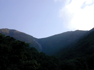 途中から見る野塚岳(右)と野塚岳西峰(左)